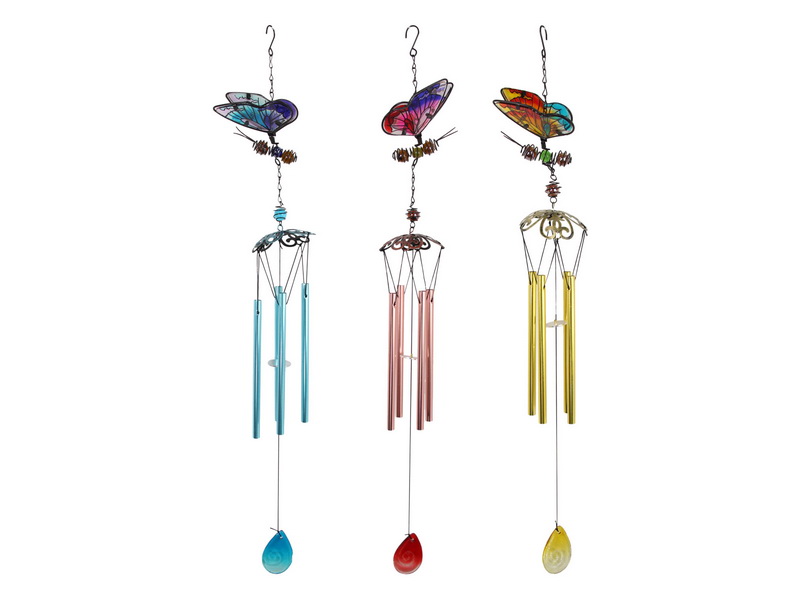 Metal & Mosaic Glass Flying Butterfly Wind Chime